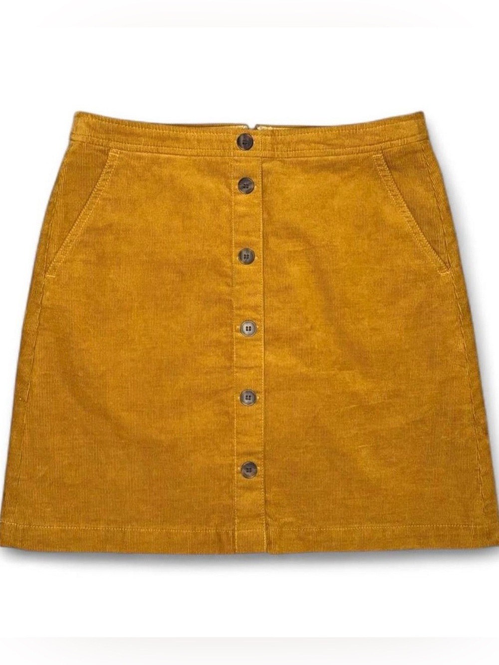 J.Crew mustard yellow corduroy button front mini skirt 6 - retro academia fall